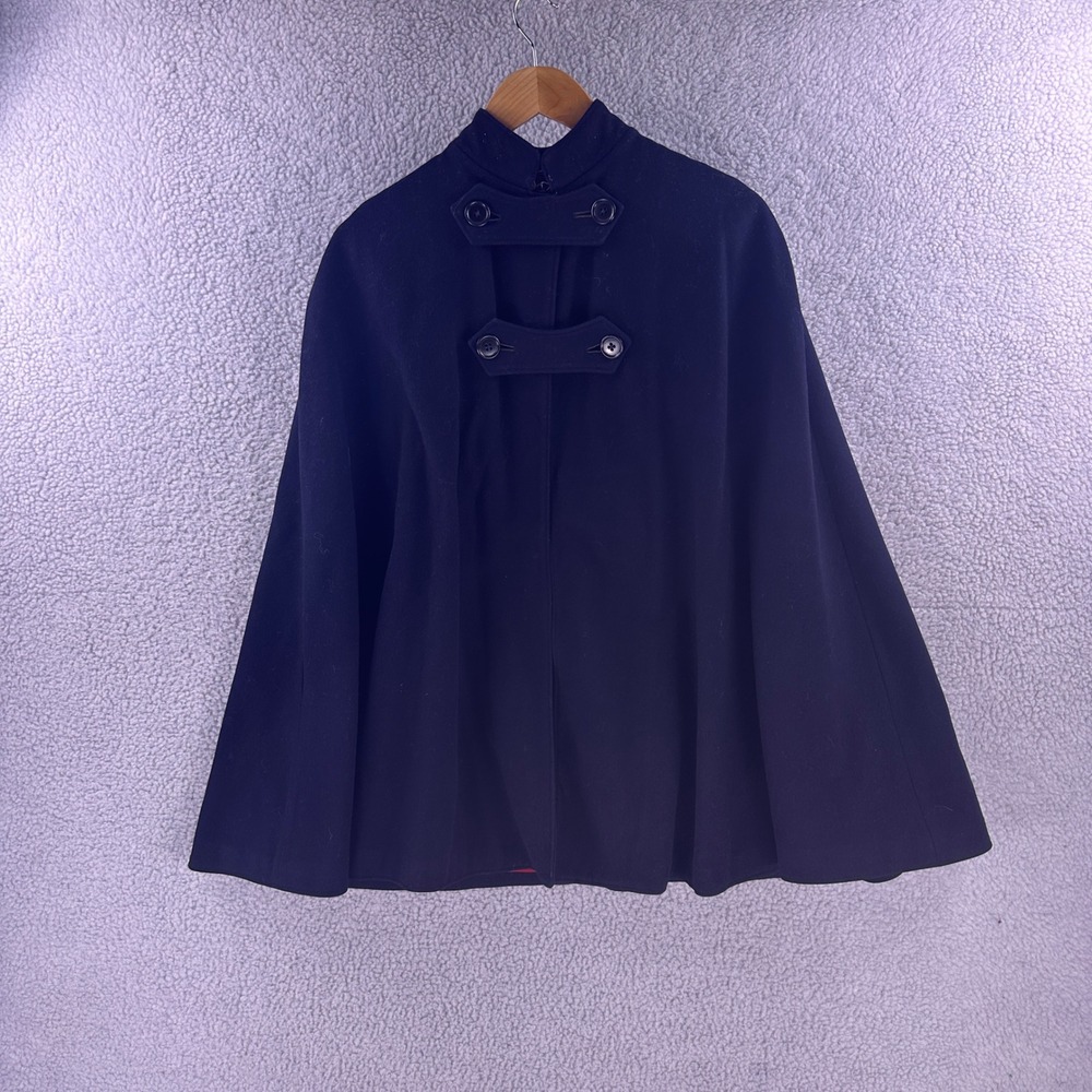 Vintage 40s Brucks Nurses Outfitting Co Navy Wool Cape Red Lining Cravenette